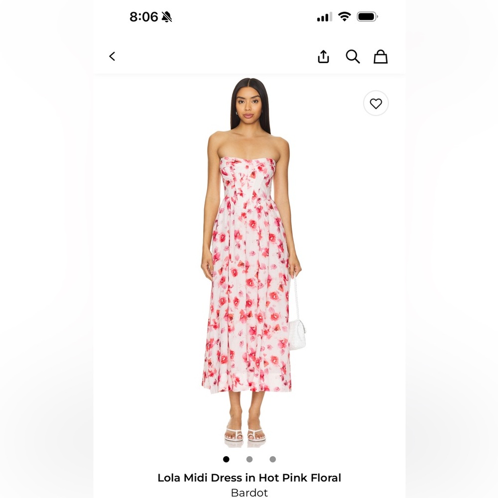 Lola Floral Midi Dress in Pink and White